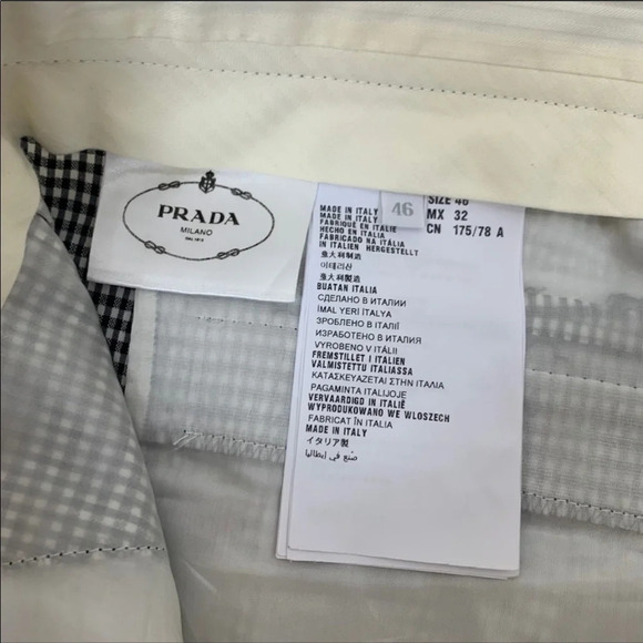 NWOT Prada Check Print Gabardine Wool Trouser Black and White Designer Women 10 - Picture 9 of 15
